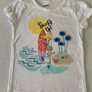 GYMBOREE EUC-“SURF Up” TOP SZ 4 white periwinkle blue